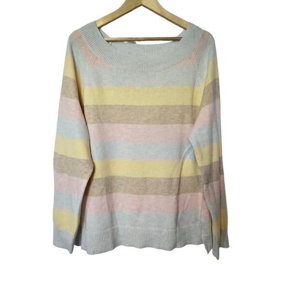 NWT Chaps Pastel Stripe Knit Sweater Womens XL Soft Preppy Classic Multicolor - Picture 1 of 11